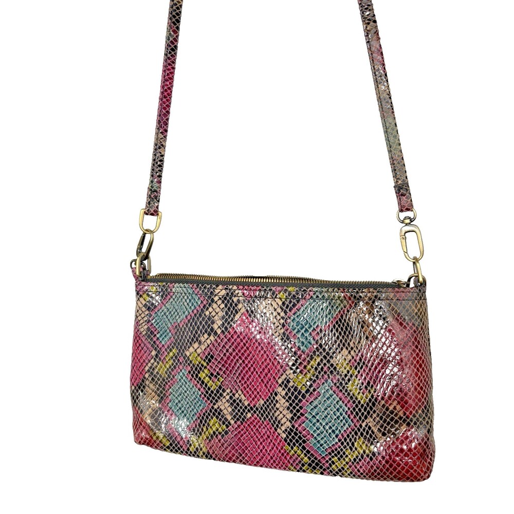 HOBO Darcy Convertible Shoulder Crossbody Snakeskin Leather Mini Purse - Picture 2 of 7